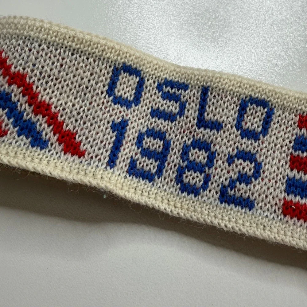 CHAWO OF NORWAY SKI Headband Cream Oslo 1982 Knit Wool Unisex Winter